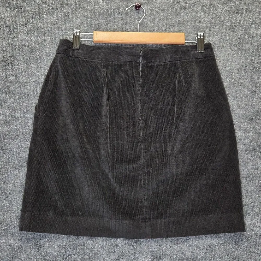 Banana Republic Skirt Womens 6 Gray Corduroy Stretch Button Pockets Zipper Back